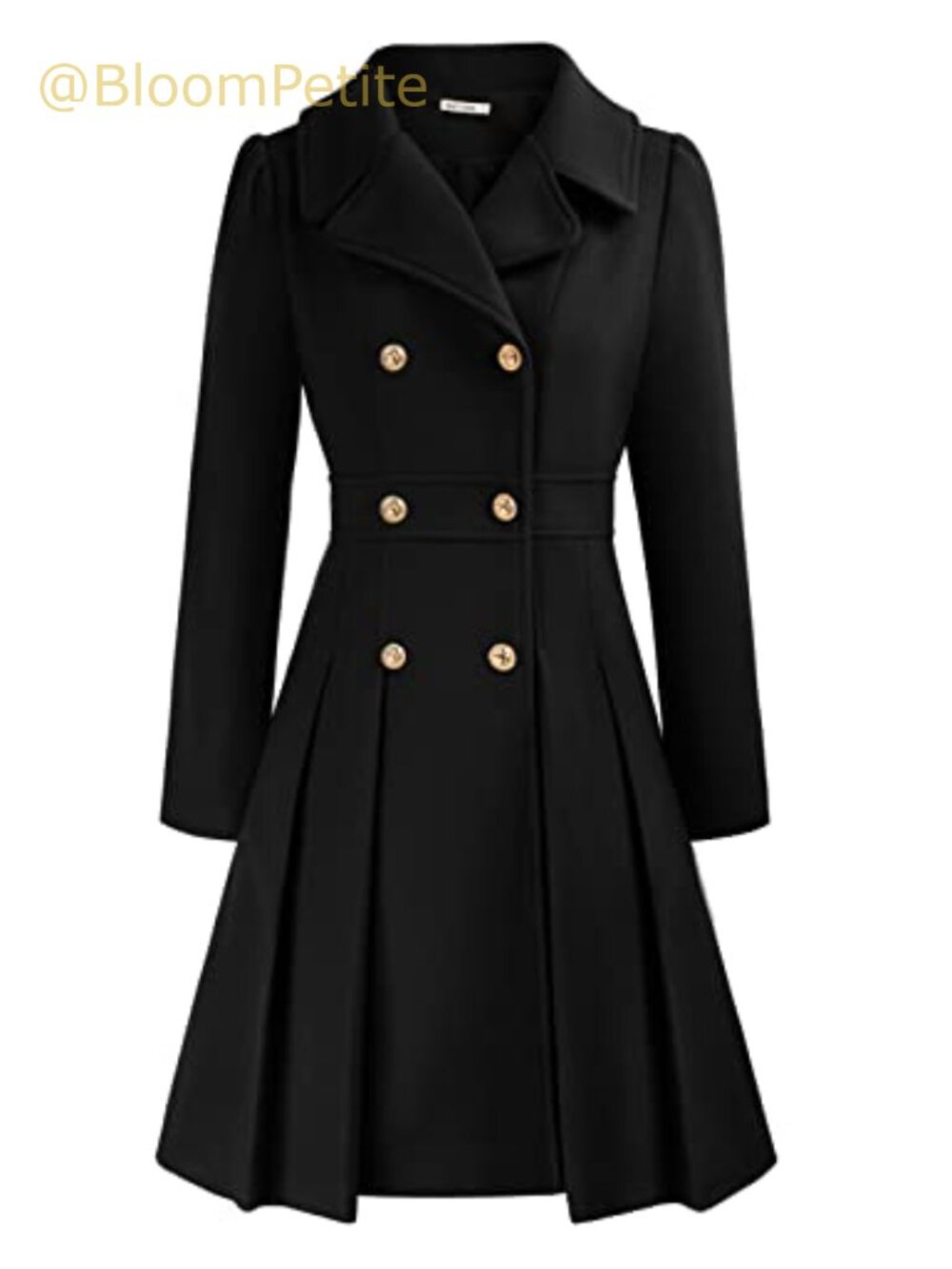 Womens Double Breasted Trench Coat Notch Lapel A-Line Knee Length